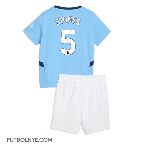 Camiseta Manchester City John Stones #5 Primera Equipación para niños 2024-25 manga corta (+ pantalones cortos)